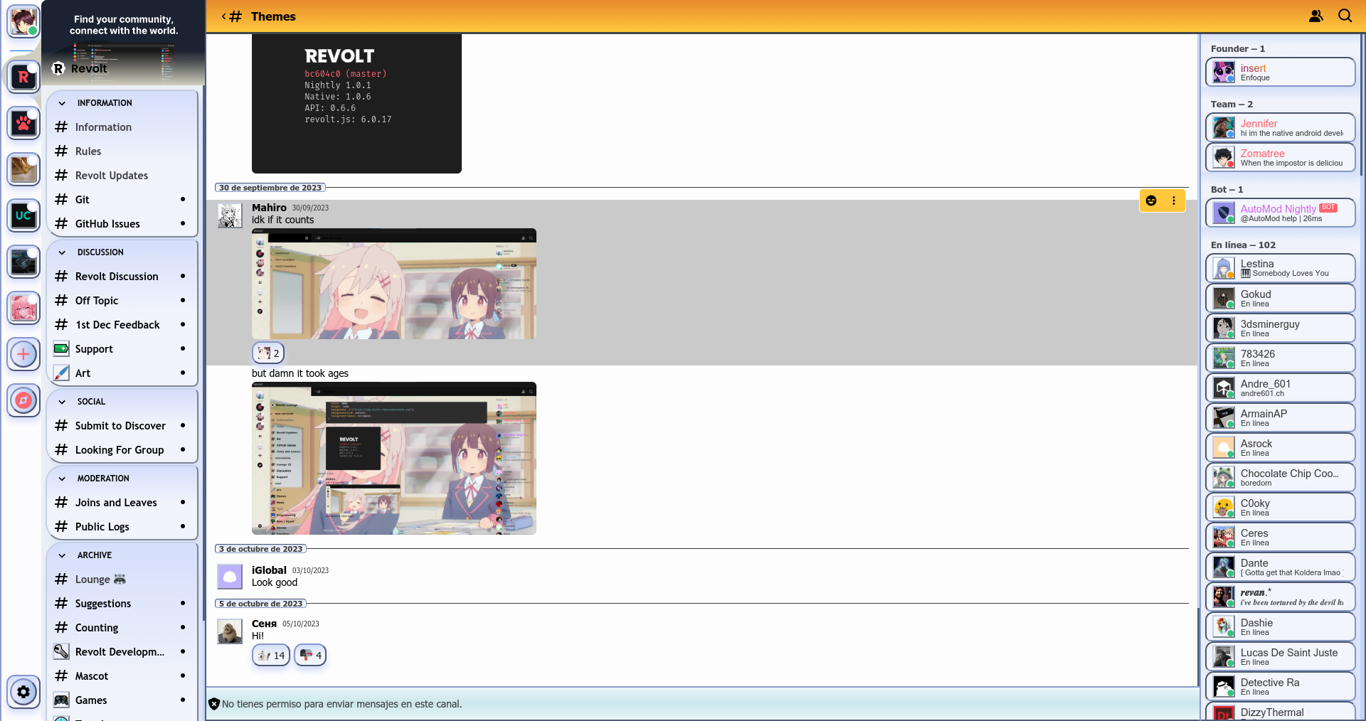 Screenshot of the MSN Messenger-inspired Revolt theme I've been working on